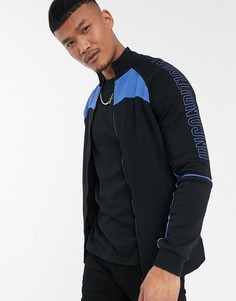 Черная трикотажная куртка со вставками колор блок ASOS DESIGN-Черный