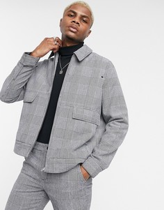 Куртка Харрингтон в клетку от комплекта ASOS DESIGN-Серый