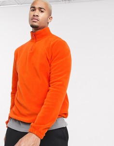 Оранжевый флисовый свитшот с короткой молнией ASOS DESIGN