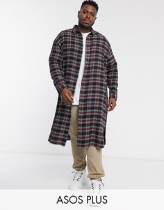Черная длинная рубашка в клетку ASOS DESIGN Plus-Черный