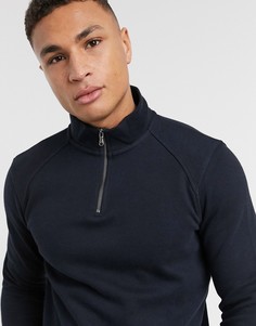 Темно-синий джемпер с воротом на молнии Burton Menswear