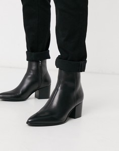 Черные кожаные ботинки челси с острым носом ASOS DESIGN-Черный
