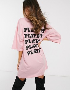 Розовое платье-футболка с надписью Missguided-Розовый