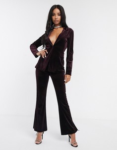 Бархатный однобортный пиджак ASOS DESIGN-Красный