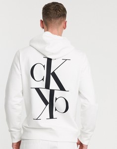 Худи белого цвета с зеркальным принтом-монограммой Calvin Klein Jeans-Белый