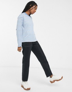 Бело-синий лонгслив в полоску Monki