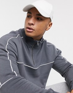 Темно-серый свитшот с высоким воротом на молнии New Look