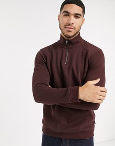 Бордовый джемпер с короткой молнией Burton Menswear-Зеленый