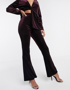 Расклешенные бархатные брюки ASOS DESIGN-Красный