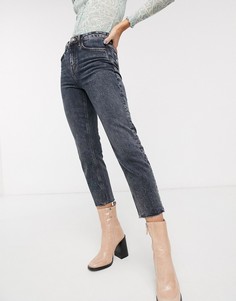 Темно-серые прямые джинсы с необработанным краем Topshop-Серый