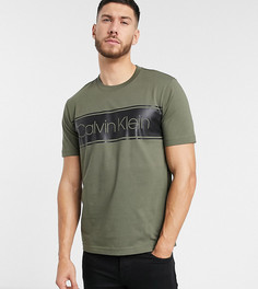 Футболка цвета хаки в полоску с логотипом Calvin Klein ASOS-Зеленый