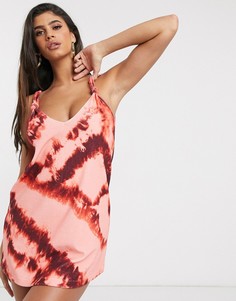 Пляжное трикотажное платье рыжего цвета ASOS DESIGN-Мульти