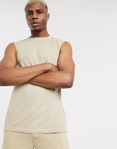 Бежевая майка из ткани с добавлением льна ASOS DESIGN-Бежевый