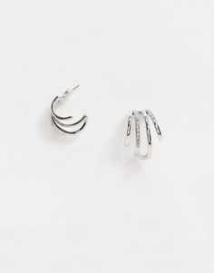 Серьги-кольца с камнями ASOS DESIGN-Серебряный