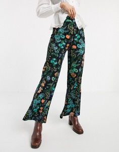 Широкие брюки с цветочным принтом ASOS DESIGN-Черный