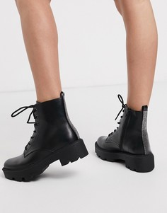 Черные ботинки на шнуровке Bershka-Черный