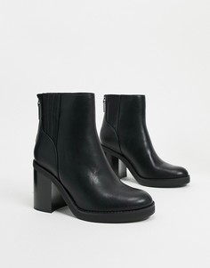 Черные ботинки на каблуке Bershka-Черный