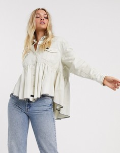 Белая джинсовая рубашка We The Free by Free People-Белый