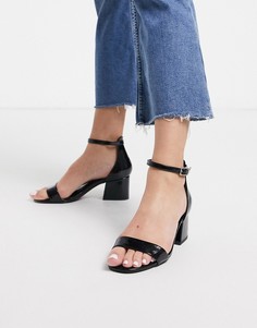 Черные босоножки на каблуке из искусственной кожи New Look-Черный