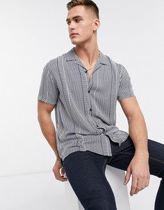 Рубашка с короткими рукавами в темно-синюю и белую полоску Topman-Белый