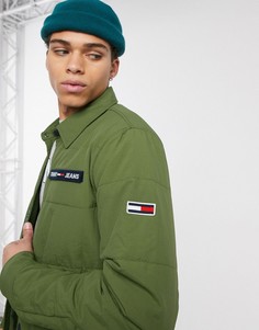 Дутая куртка в стиле милитари цвета хаки с логотипом Tommy Jeans-Зеленый