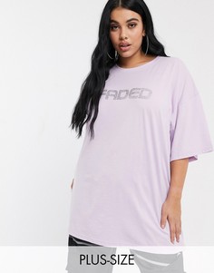 Oversize-футболка с выцветшим принтом Public Desire Curve-Фиолетовый
