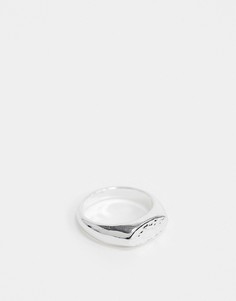 Серебристое фактурное кольцо на мизинец ASOS DESIGN-Серебряный