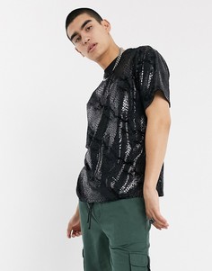 Черная фактурная футболка со змеиным принтом Milk It Vintage-Черный