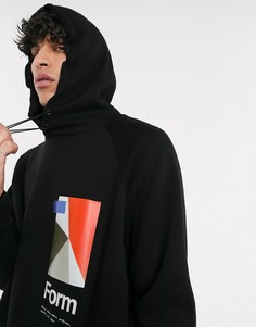 Oversize-худи черного цвета с принтом на груди ASOS WHITE-Черный