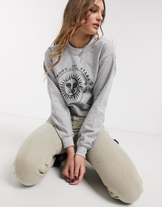Серый свитшот с принтом Topshop