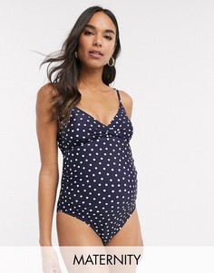 Слитный купальник в горошек с запахом New Look Maternity-Темно-синий