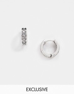 Серебристые серьги-кольца с резной отделкой Reclaimed Vintage inspired эксклюзивно для ASOS-Серебряный