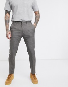 Светло-коричневые брюки скинни в клетку Burton Menswear-Серый