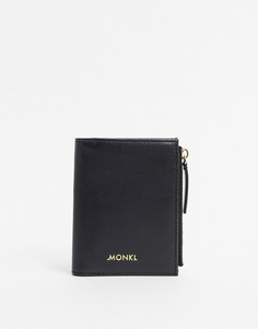 Черный бумажник из искусственной кожи на молнии Monki