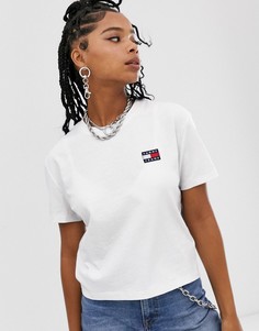 Футболка из переработанных материалов с нашивкой-логотипом Tommy Jeans-Белый