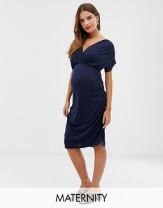 Платье миди со сборками Mamalicious maternity-Темно-синий Mama.Licious