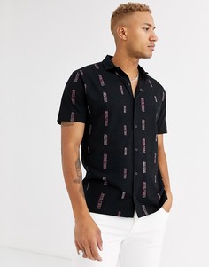 Свободная рубашка с принтом ASOS DESIGN-Черный