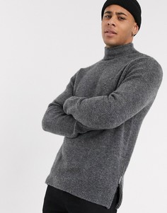 Темно-серый джемпер с высоким воротником Topman