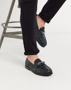 Лоферы с эффектом змеиной кожи ASOS DESIGN-Зеленый