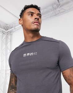 Черная узкая футболка из органического хлопка с необработанными краями ASOS DESIGN-Серый