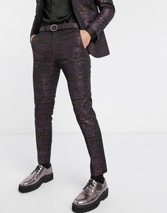 Синие брюки скинни с цветочным принтом Topman-Мульти