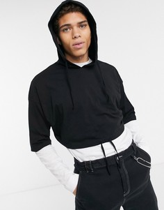 Черный худи свободного кроя ASOS DESIGN