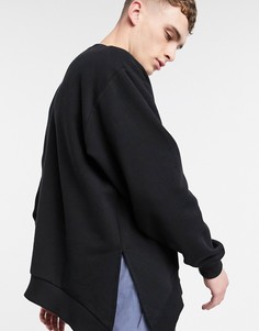 Черный свободный свитшот с закругленным низом ASOS DESIGN
