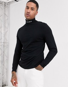 Лонгслив из органического хлопка с вышивкой ASOS DESIGN-Черный