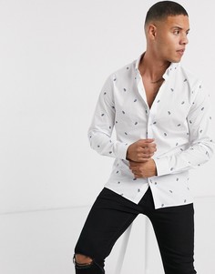 Белая рубашка с принтом Burton Menswear-Красный