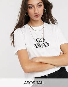 Футболка из органического хлопка с принтом \"go away\" ASOS DESIGN Tall-Белый