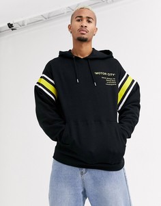 Черный oversize-худи с принтом ASOS DESIGN