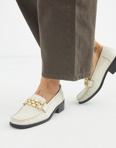 Лоферы с квадратным носком и цепочками ASOS DESIGN-Белый