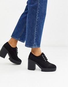 Черные туфли на каблуке со шнуровкой ASOS DESIGN-Черный