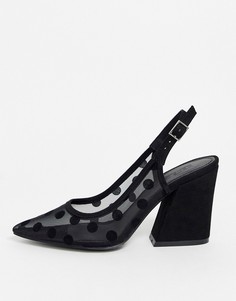 Черные босоножки на каблуке с ремешком на пятке ASOS DESIGN-Черный
